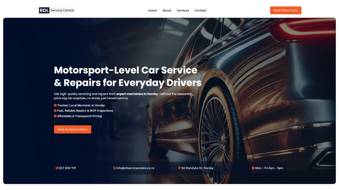 RDL Service Centre website built by Propersites