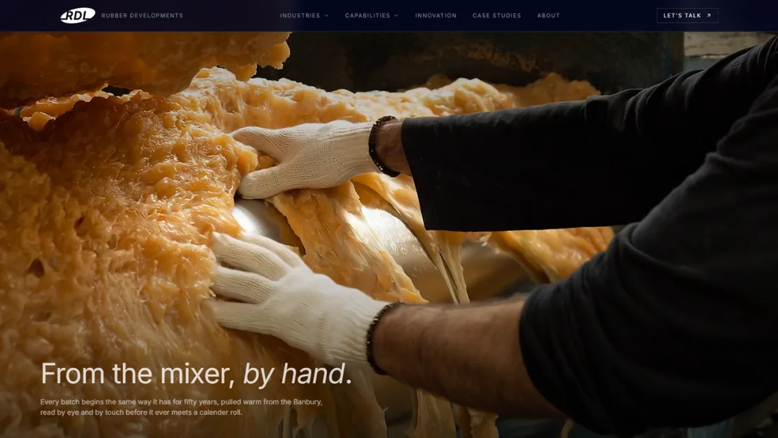 Rubber Developments website built by Propersites